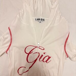 I.AM.GIA White Hoodie with Red Accents